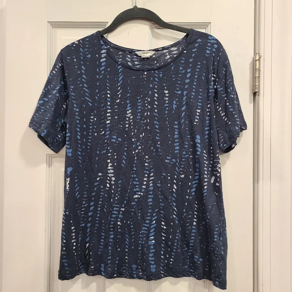 💙 Women's Round Neck Short Sleeves Slub Uneven Jersey Ocean Dream Print - Picture 7 of 7